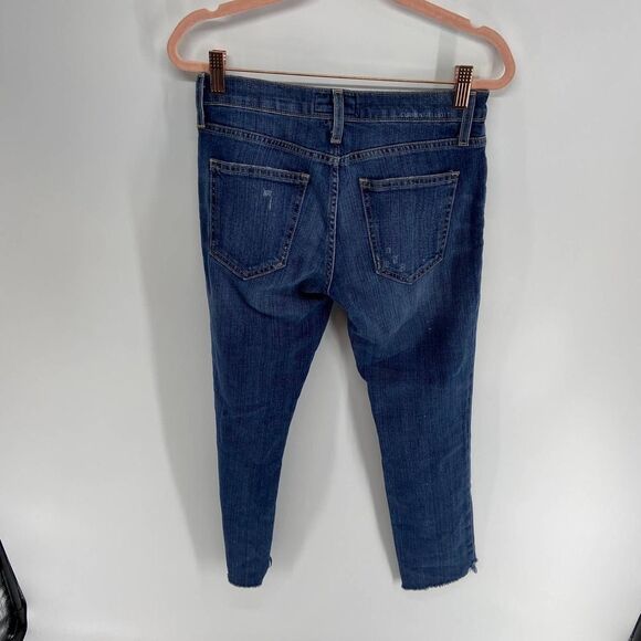 Current Elliott midrise dark wash distressed step hem pant jeans womens 25 - Picture 6 of 8